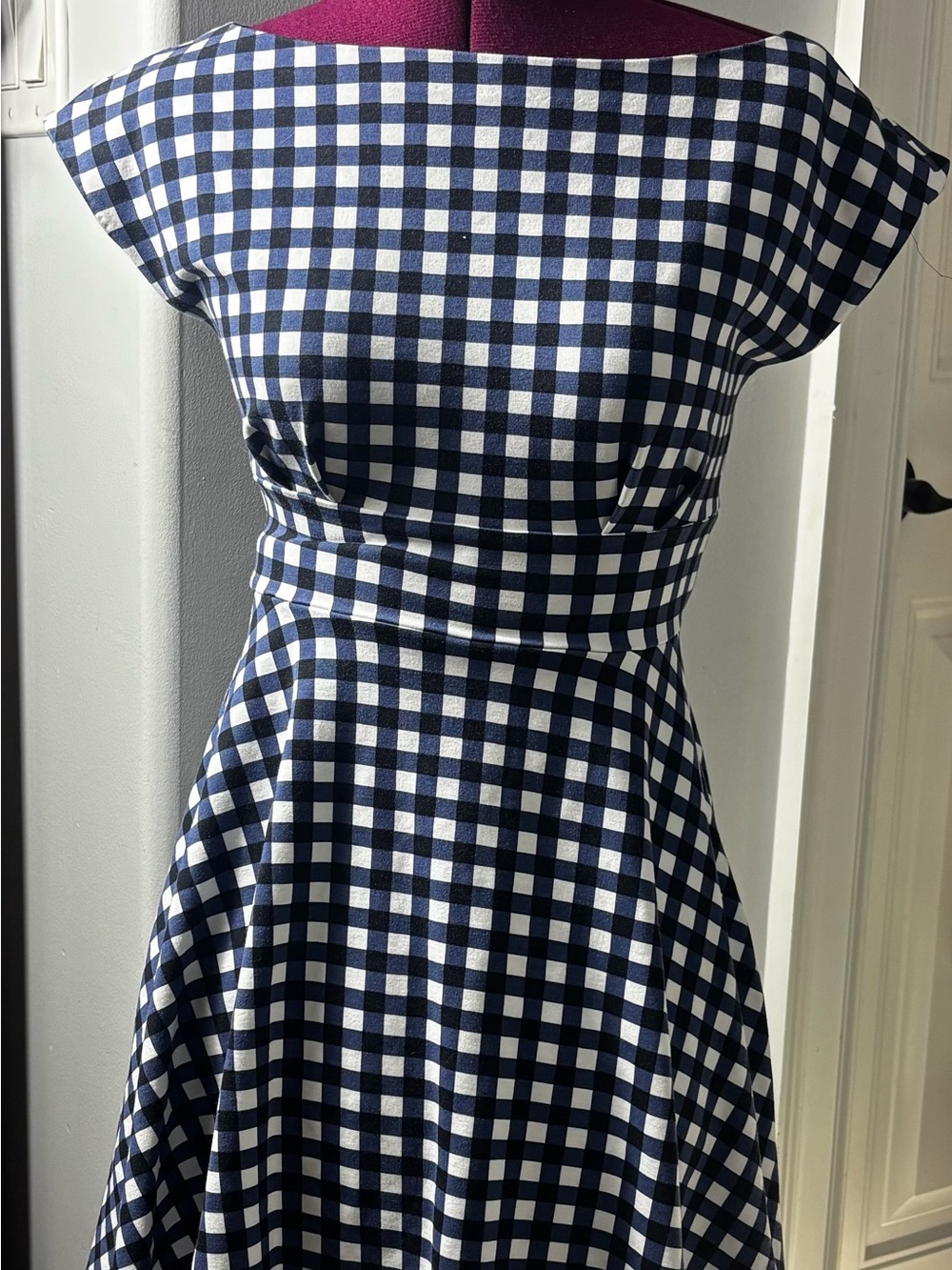 kate spade Navy and White Gingham Midi Dress